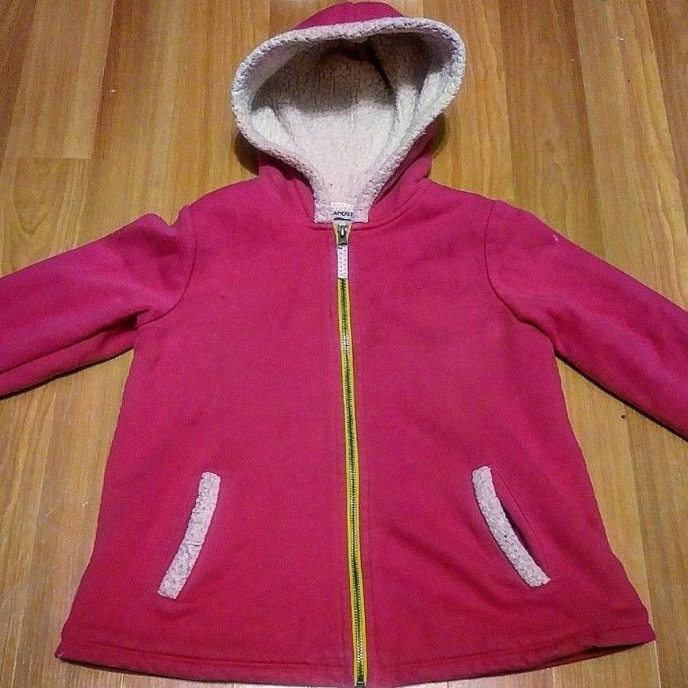 Lands End Girls Sherpa Lined Hoodie Coat, Zip Up